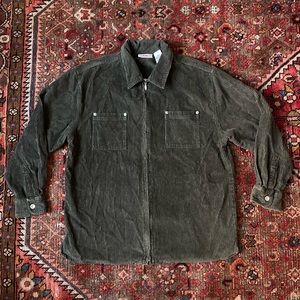 Vintage Hunter Green Corduroy Full Zip Shacket